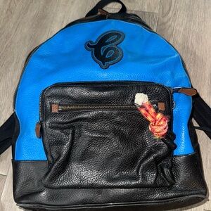 Vtg Coach Unique Rare C Patch Leather Backpack Travel Bag Carryall